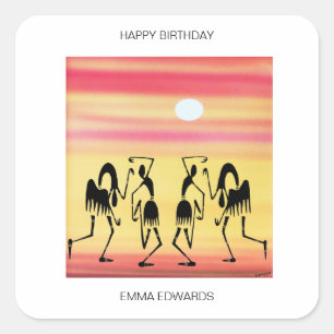 Happy Birthday Awesome Break Dance  Square Sticker