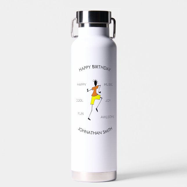 Happy Birthday, Awesome Day Happiness Dance Water Bottle (Front)