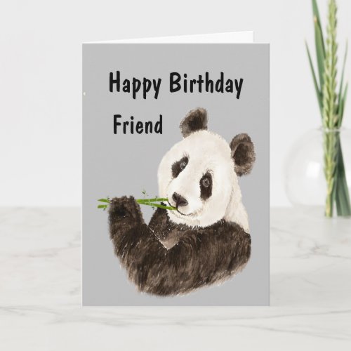Happy Birthday Awesome Friend Funny Panda Bear Card