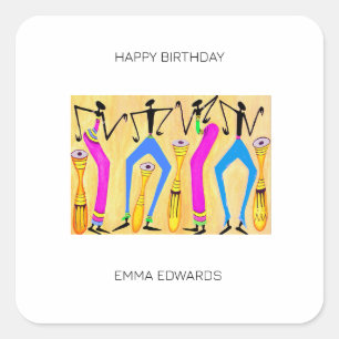 Happy Birthday, Awesome Party Time Dance Square Sticker