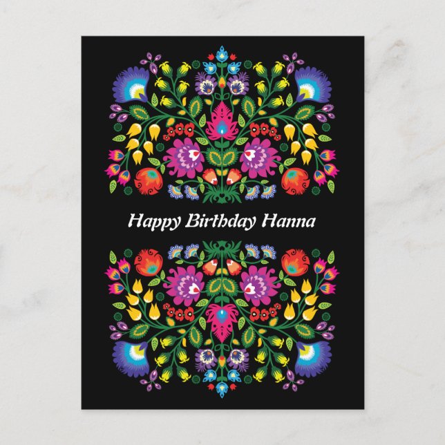  Happy Birthday Awesome polish Folk Wycinanki  Postcard (Front)