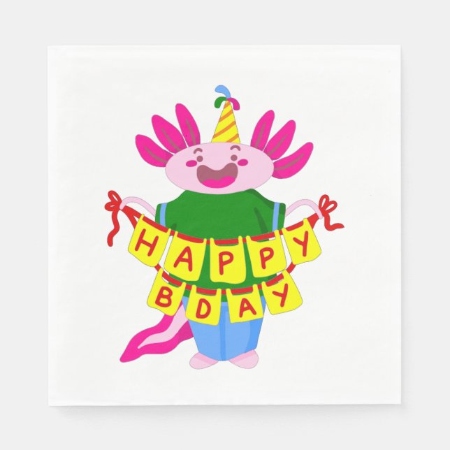 happy birthday Axolotl Napkins (Front)
