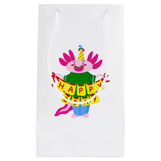 happy birthday Axolotl Small Gift Bag (Front)