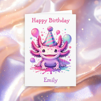 Happy Birthday Axolotl Themed Personalized Card