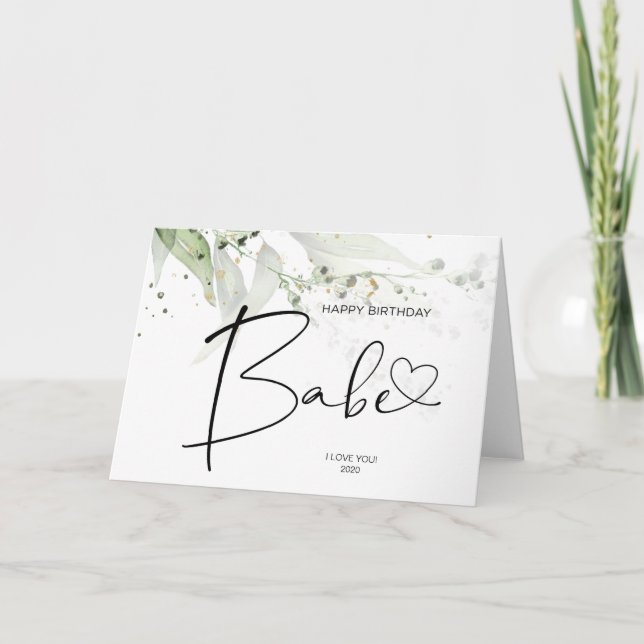 Happy Birthday Babe Gift Romantic Card for Wife (Front)