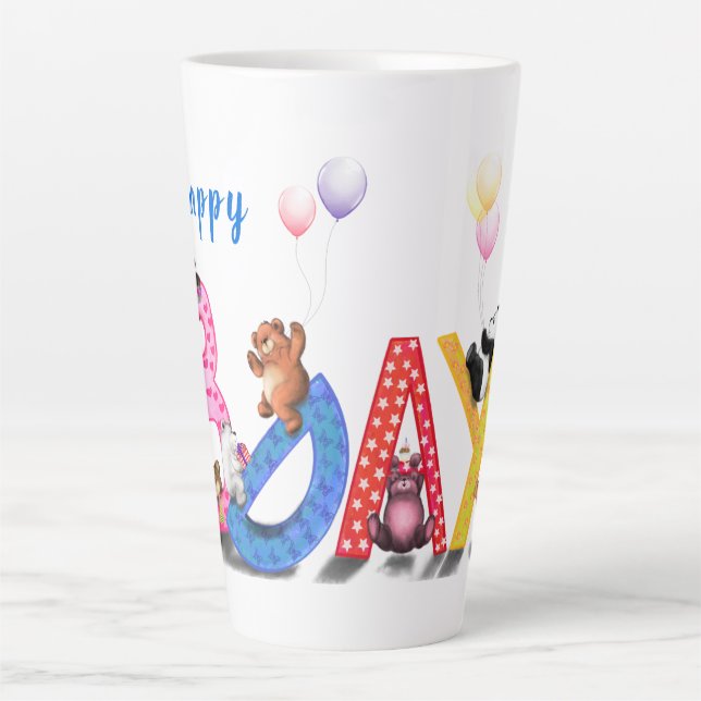 Happy Birthday - Baby Bears Party Celebration  Latte Mug (Front)