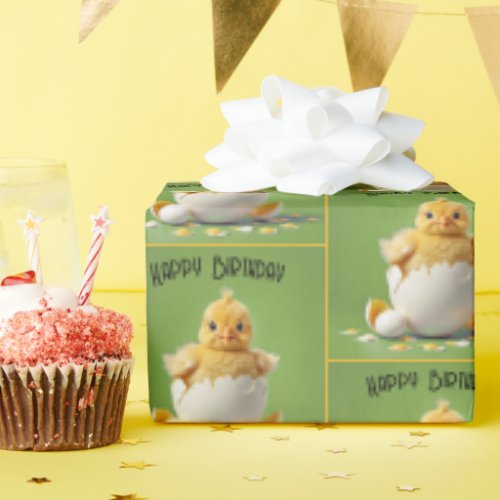 Happy Birthday Baby Chick Wrapping Paper