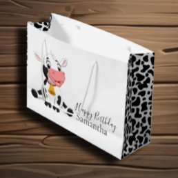 Happy Birthday baby cow pattern  Large Gift Bag