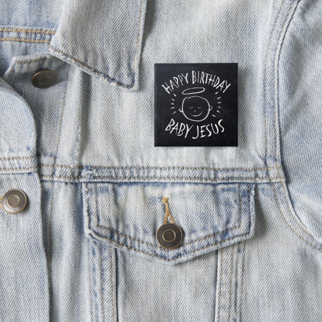Happy Birthday Baby Jesus - Christian Christmas Pinback Button (In Situ)