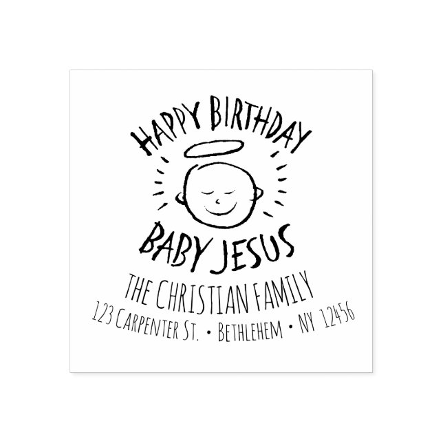 Happy Birthday Baby Jesus - Christian Christmas Rubber Stamp (Imprint)