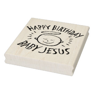Happy Birthday Baby Jesus - Christian Christmas Rubber Stamp