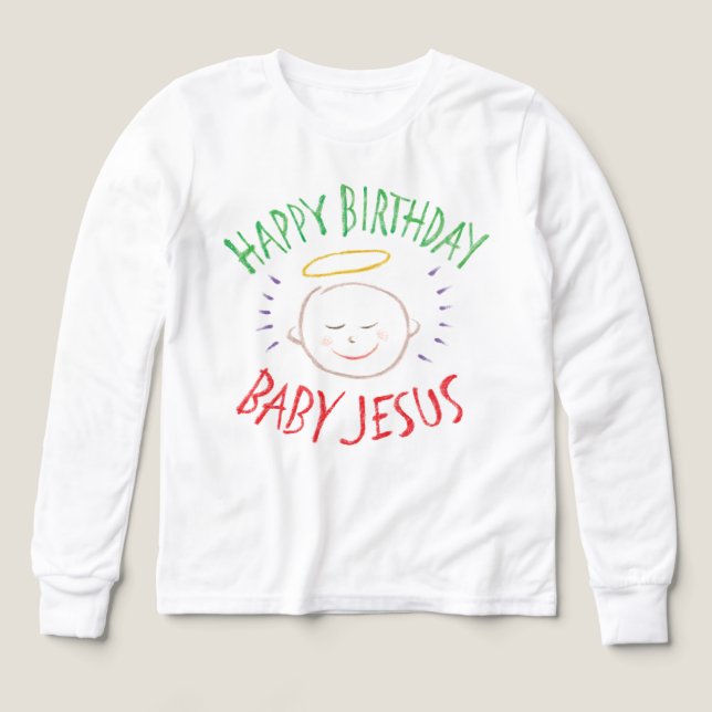 Happy Birthday Baby Jesus Christian Christmas Tri-Blend Shirts (Design Front)