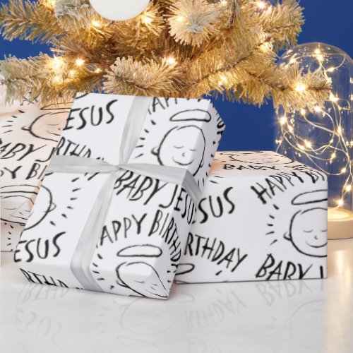Happy Birthday Baby Jesus _ Christmas Black Chalk Wrapping Paper