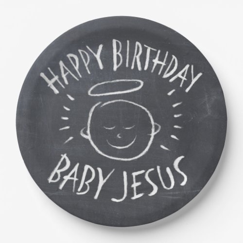 Happy Birthday Baby Jesus Christmas Chalkboard Paper Plates