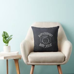 Happy Birthday Baby Jesus Christmas Christian God Throw Pillow