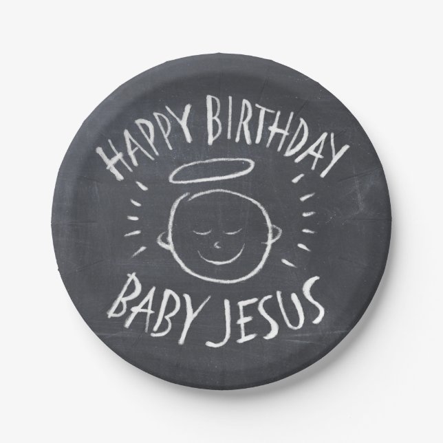 Happy Birthday Baby Jesus Christmas Christian      Paper Plates (Front)