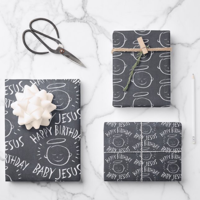 Happy Birthday Baby Jesus - Christmas Christian  Wrapping Paper Sheets (Front)