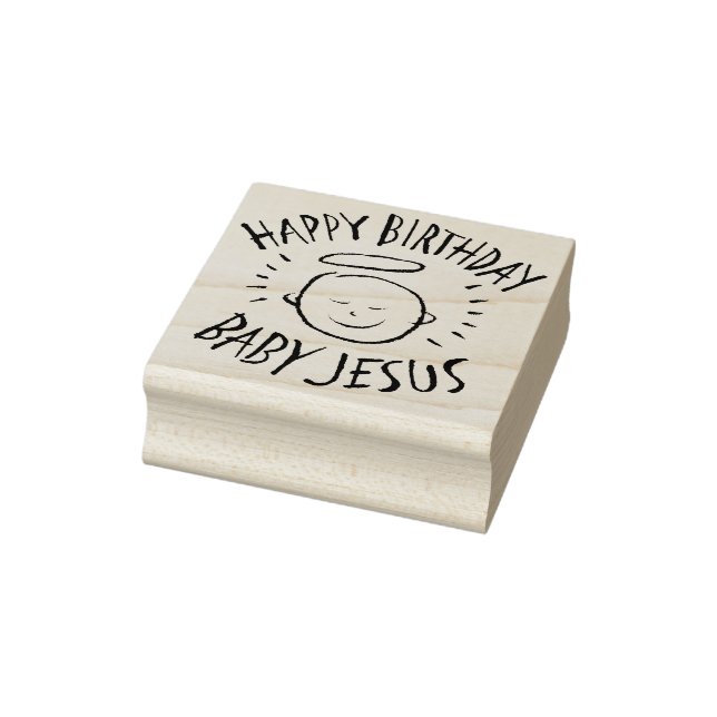 Happy Birthday Baby Jesus - Religious Christmas Rubber Stamp (Stamp)
