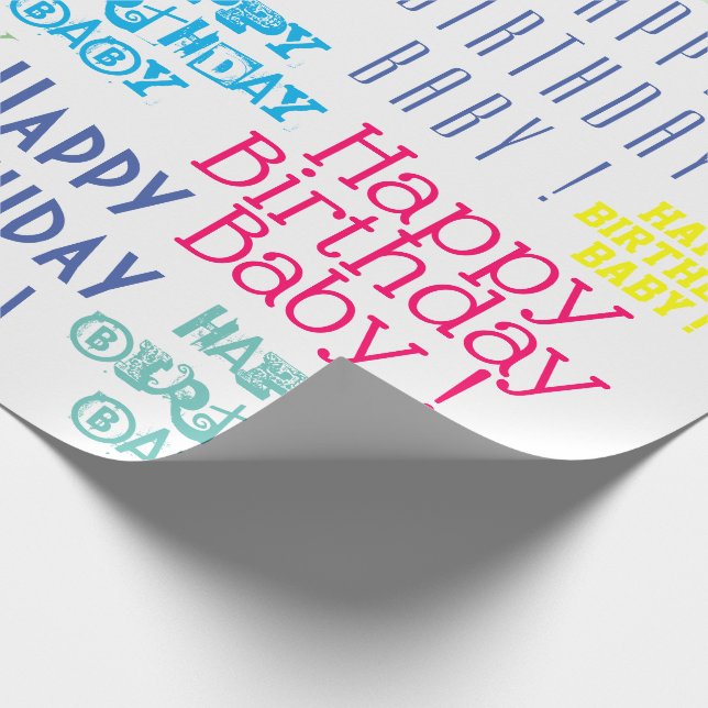 Happy Birthday Baby Personalized Name and colors Wrapping Paper (Corner)