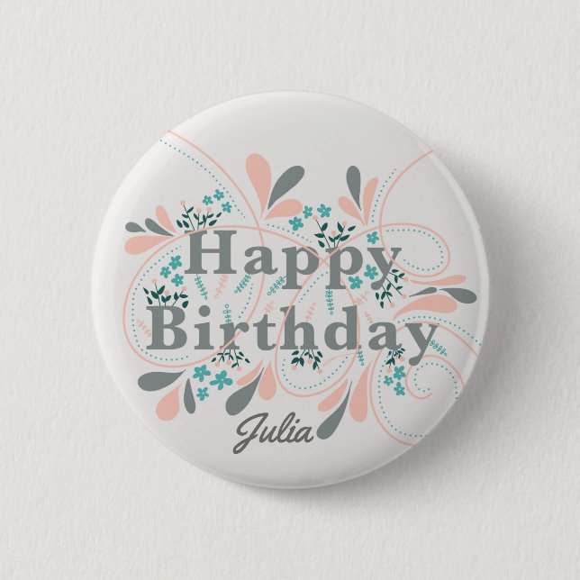 Happy Birthday badge customisable Button (Front)