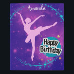 Happy Birthday Ballerina Galaxy Personalized  Faux Canvas Print<br><div class="desc">Happy Birthday Ballerina Galaxy Personalized design with the name of your dancer!</div>