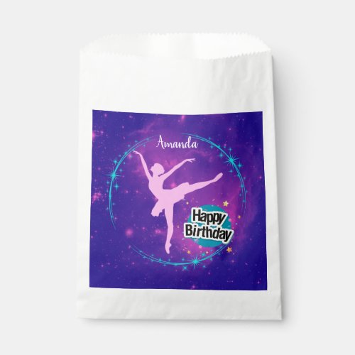 Happy Birthday Ballerina Galaxy Personalized  Favor Bag