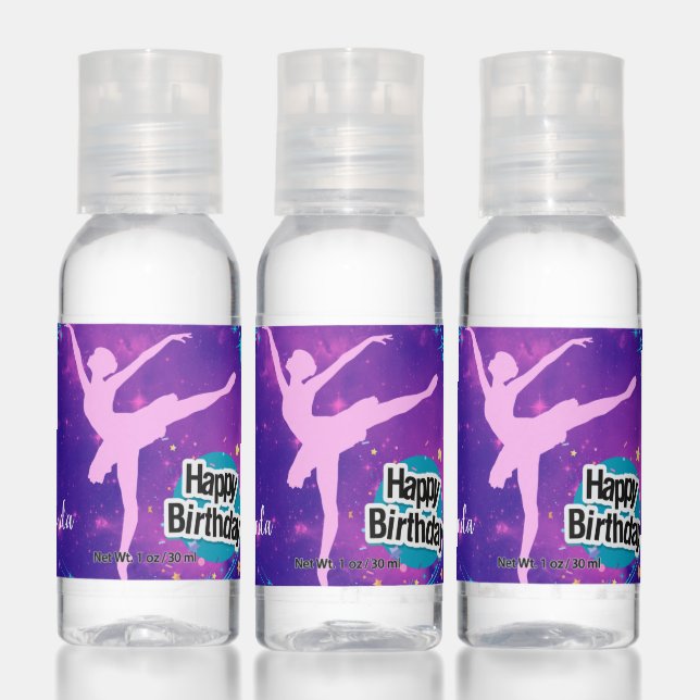 Happy Birthday Ballerina Galaxy Personalized  Hand Sanitizer (Set)