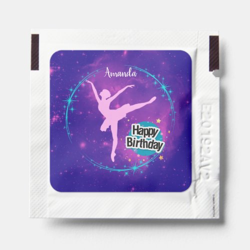 Happy Birthday Ballerina Galaxy Personalized   Hand Sanitizer Packet