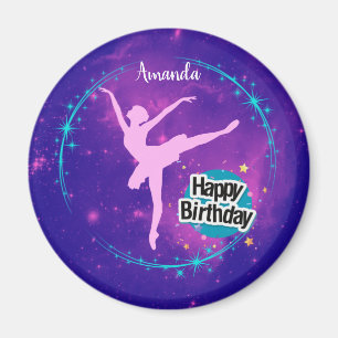 Happy Birthday Ballerina Galaxy Personalized    Magnet