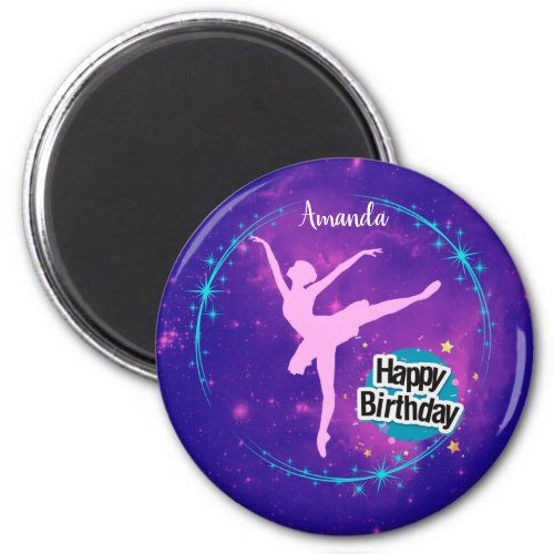 Happy Birthday Ballerina Galaxy Personalized Magnet
