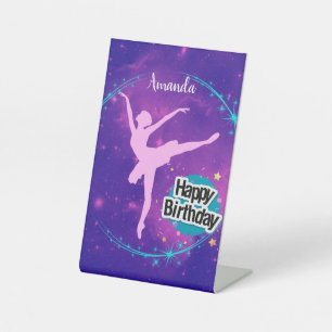 Happy Birthday Ballerina Galaxy Personalized Pedestal Sign