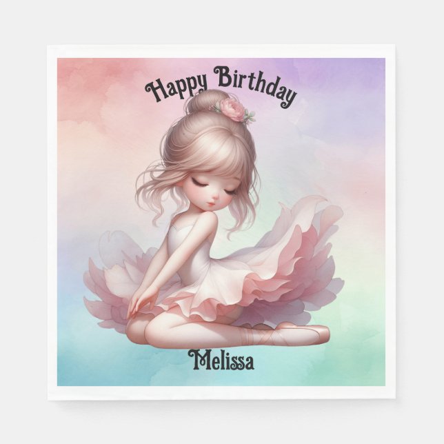  Happy Birthday Ballerina  Napkins (Front)