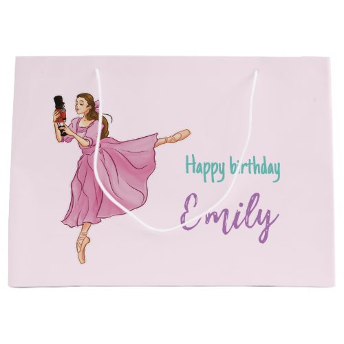 Happy Birthday _ Ballerina Nutcracker with Name Large Gift Bag