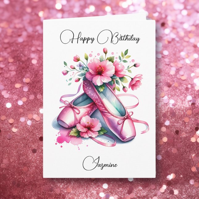 Happy Birthday Ballet and Coloring Page Girl's Card (Creator Uploaded)