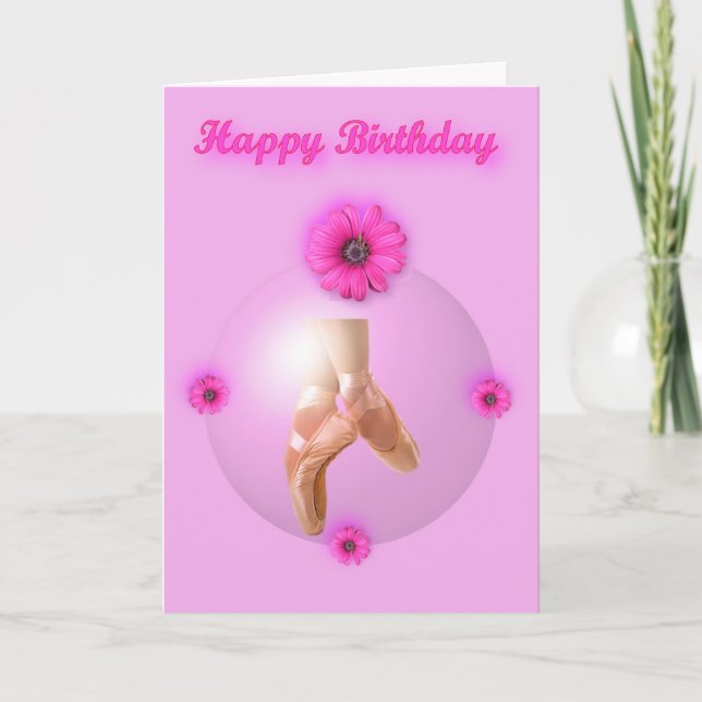 Happy Birthday Ballet Ballerina Dancer Ballet shoe Card (Front)