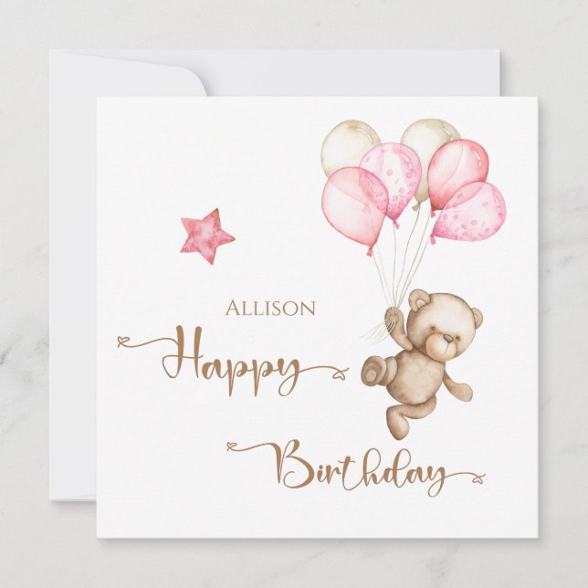 Happy Birthday Ballons  Card (Front)