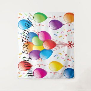 Happy Birthday Balloon Backdrop & Banner