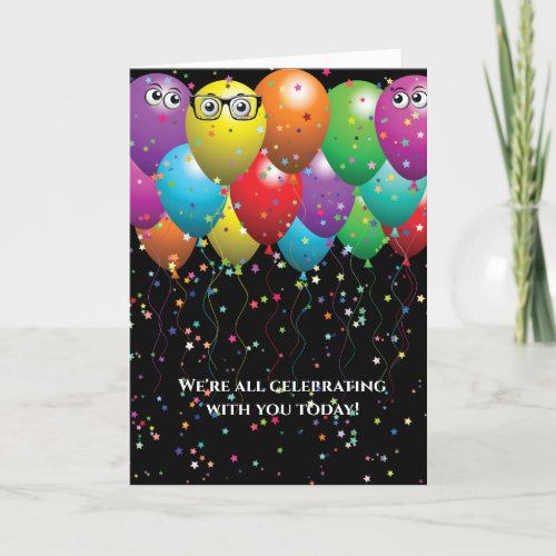 Happy Birthday Balloon bunch and stars Card