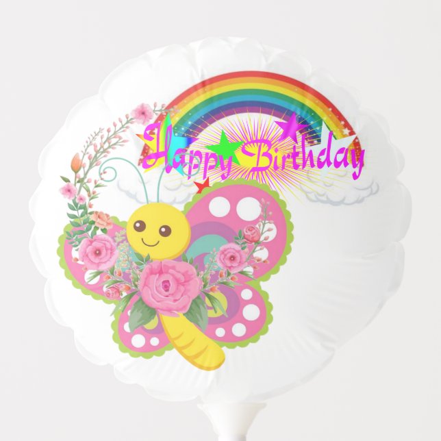 Happy Birthday Balloon Butterfly  (Front)