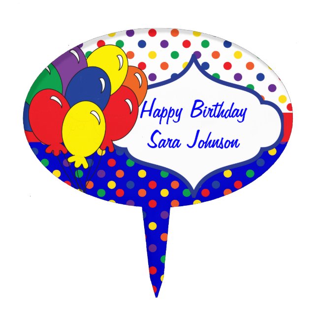 Happy Birthday Balloon Cake Topper (Front)