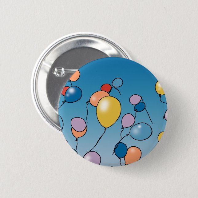 Happy Birthday Balloon Celebration Button (Front & Back)