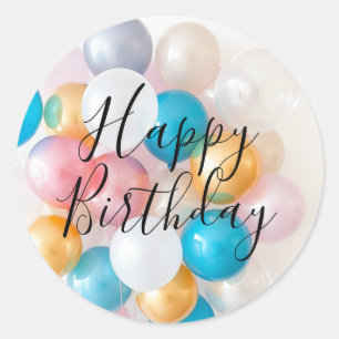 Happy Birthday Balloon  Classic Round Sticker