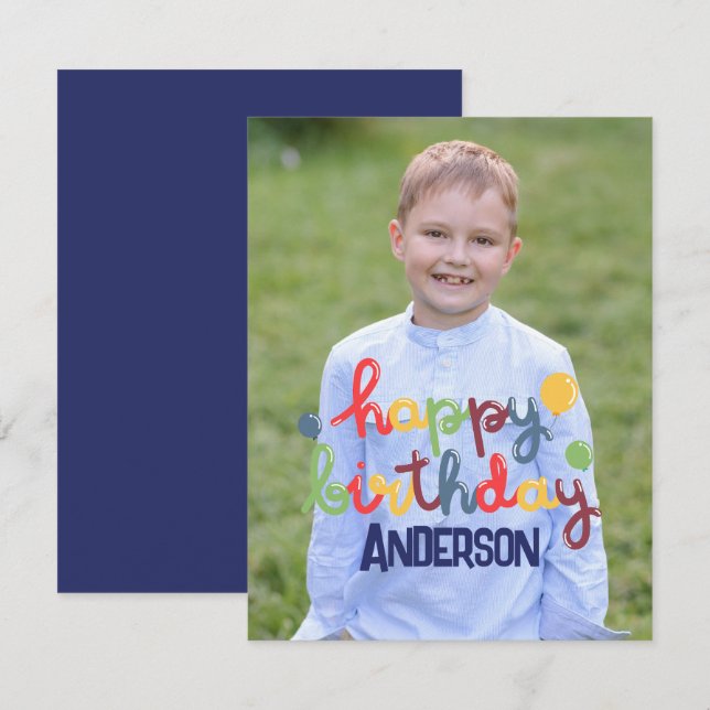 Happy Birthday Balloon Customizable Note Card (Front/Back)