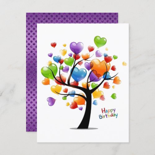 Happy Birthday Balloon Heart Tree Card
