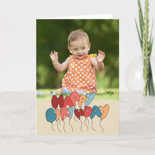 Happy Birthday Balloon Letters Folded Photo Card