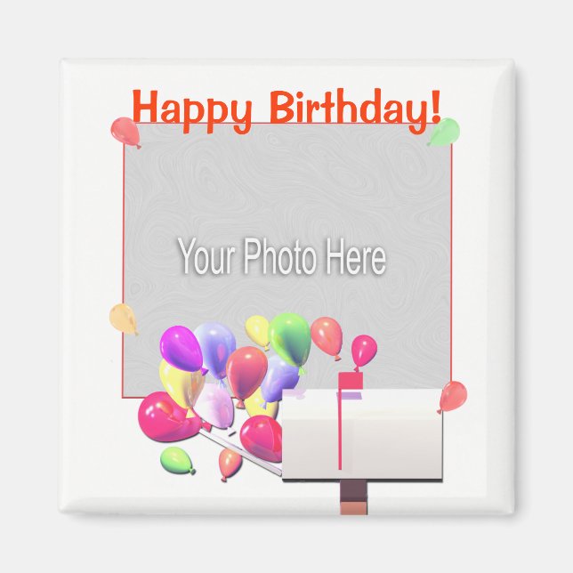 Happy Birthday Balloon Mail (photo frame) Magnet (Front)