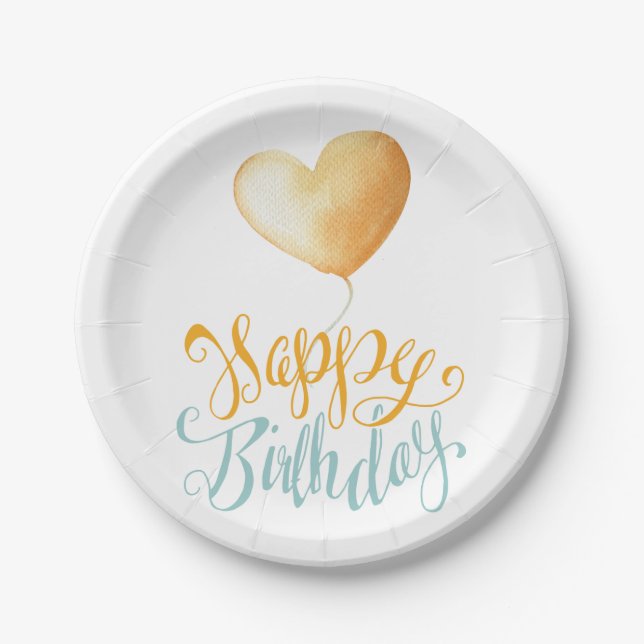 Happy Birthday Balloon Paper Plates (Front)