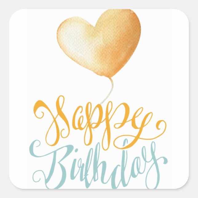 Happy Birthday Balloon Square Sticker (Front)