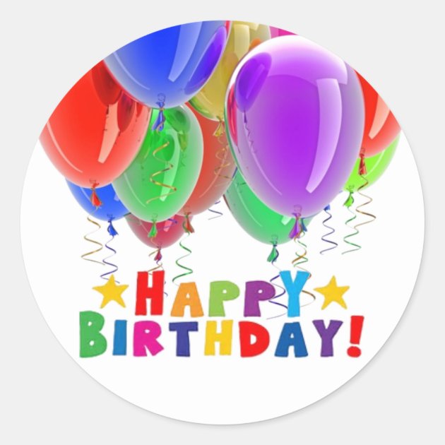 ENVELOPE SEALS LABELS STICKERS 2" Round *** Happy Birthday Balloons !! 