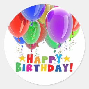 Happy Birthday Balloon Stickers and Envelope Seals